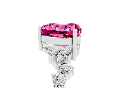 White gold Heart Cut Diamond Cluster Pavé Band with Four-Prong Setting_5