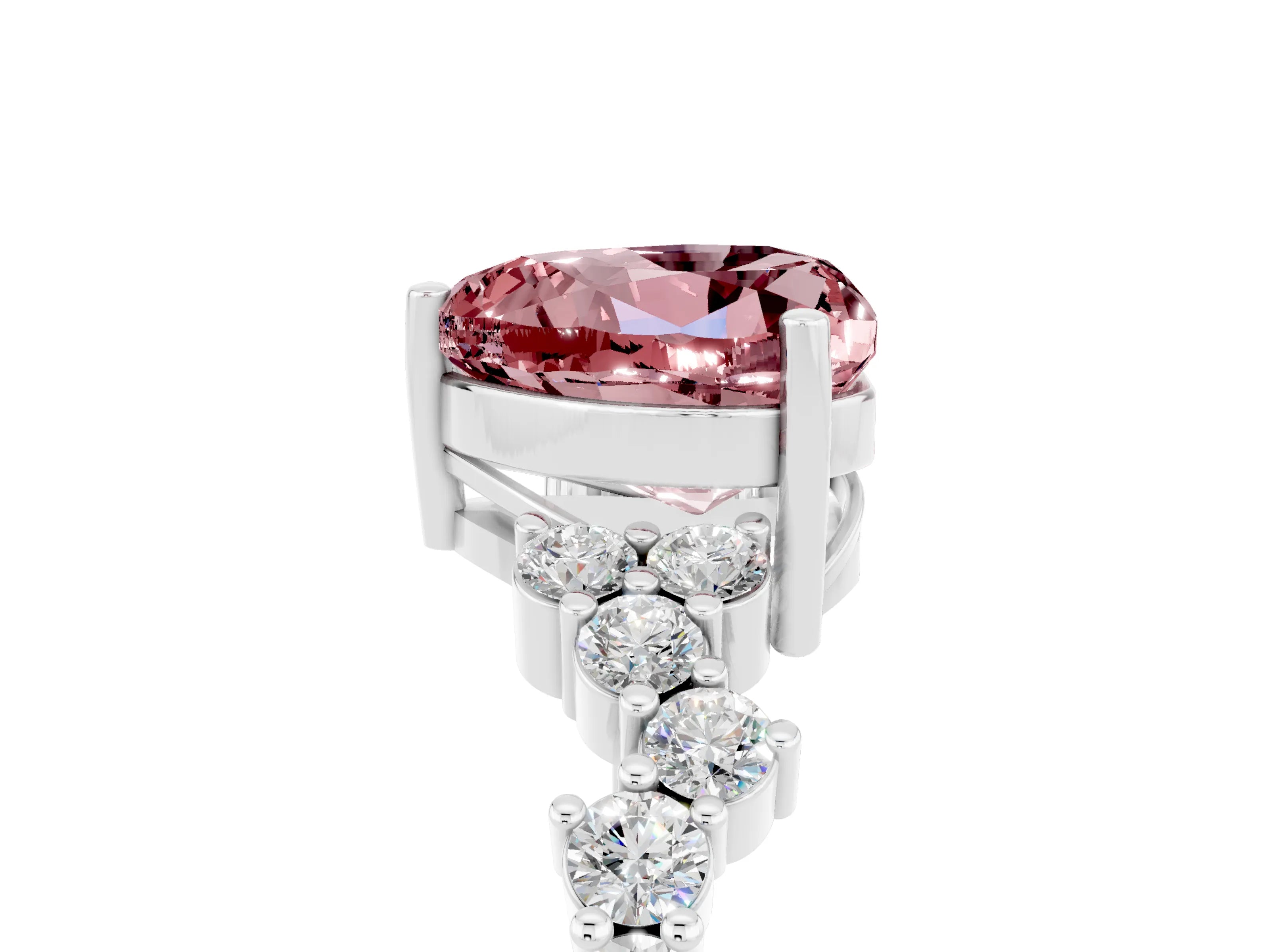 White gold Heart Cut Diamond Cluster Pavé Band with Four-Prong Setting_5