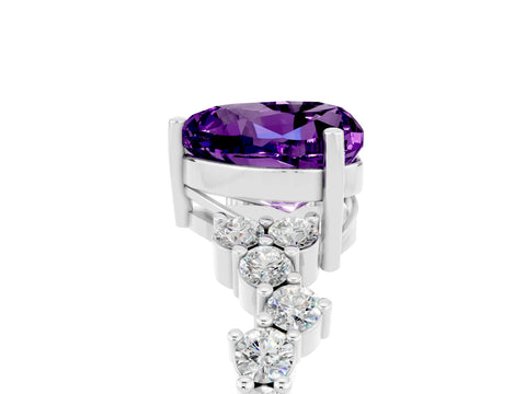 White gold Heart Cut Diamond Cluster Pavé Band with Four-Prong Setting_5