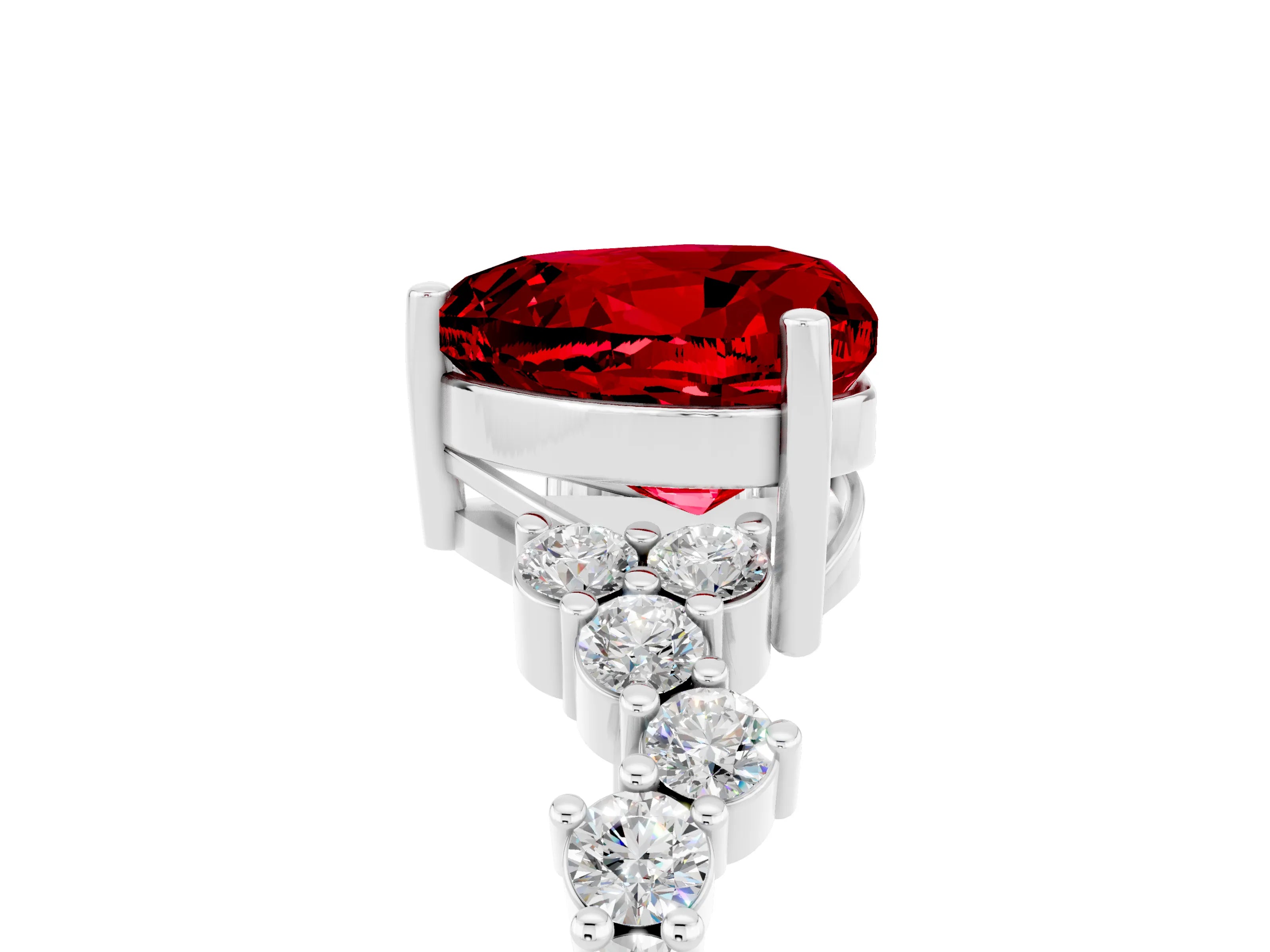 White gold Heart Cut Diamond Cluster Pavé Band with Four-Prong Setting_5