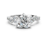 White gold Heart Cut Diamond Cluster Pavé Band with Four-Prong Setting_9