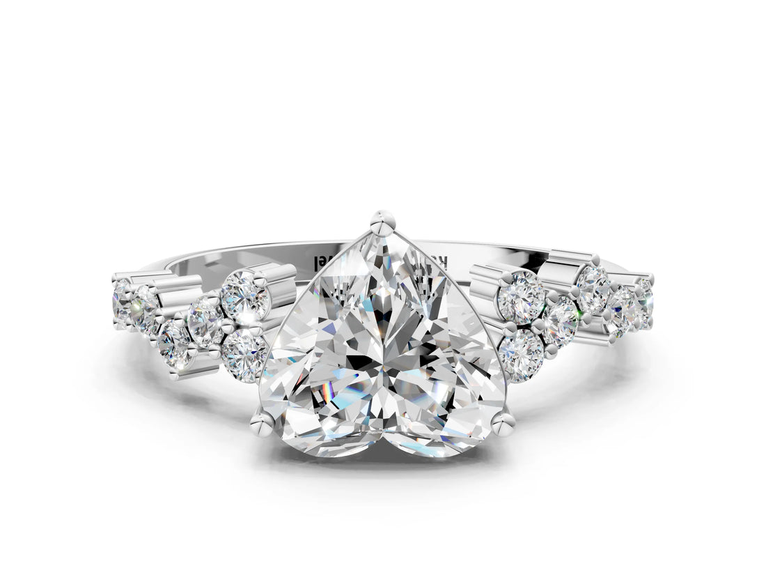 White gold Heart Cut Diamond Cluster Pavé Band with Four-Prong Setting_9