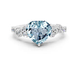White gold Heart Cut Diamond Cluster Pavé Band with Four-Prong Setting