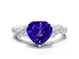 White gold Heart Cut Diamond Cluster Pavé Band with Four-Prong Setting