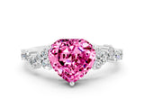 White gold Heart Cut Diamond Cluster Pavé Band with Four-Prong Setting