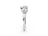 White gold Heart Cut Diamond Cluster Ring with Round Accent Stones and Prong Setting on a Classic Band_79