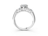 White gold Heart Cut Diamond Cluster Ring with Round Accent Stones and Prong Setting on a Classic Band_82