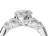 White gold Heart Cut Diamond Cluster Ring with Round Accent Stones and Prong Setting on a Classic Band_82