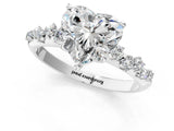 White gold Heart Cut Diamond Cluster Side Stone Solitaire Ring with Prong Setting_113