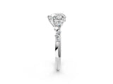 White gold Heart Cut Diamond Cluster Side Stone Solitaire Ring with Prong Setting_114