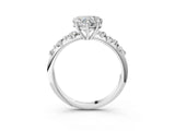 White gold Heart Cut Diamond Cluster Side Stone Solitaire Ring with Prong Setting_115