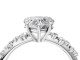 White gold Heart Cut Diamond Cluster Side Stone Solitaire Ring with Prong Setting_116