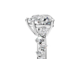 White gold Heart Cut Diamond Cluster Side Stone Solitaire Ring with Prong Setting_117