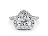 White gold Heart Cut Diamond Cushion Halo Ring with Pavé Band_151