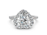 White gold Heart Cut Diamond Cushion Halo Ring with Pavé Band_89