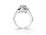 White gold Heart Cut Diamond Double Halo Ring with Pavé Band and Prong Setting_154