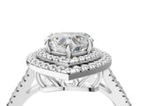 White gold Heart Cut Diamond Double Halo Ring with Pavé Band and Prong Setting_155