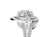 White gold Heart Cut Diamond Double Halo Ring with Pavé Band and Prong Setting_156