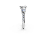 White gold Heart Cut Diamond Engagement Ring with Baguette Side Stones and Channel Set Band_22