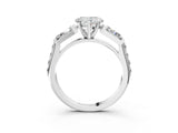White gold Heart Cut Diamond Engagement Ring with Baguette Side Stones and Channel Set Band_24
