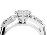 White gold Heart Cut Diamond Engagement Ring with Baguette Side Stones and Channel Set Band_25
