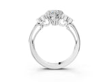 White gold Heart Cut Diamond Engagement Ring with Bezel Set Round Side Stones and Prong Setting_71