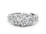 White gold Heart Cut Diamond Engagement Ring with Bezel Set Round Side Stones and Prong Setting_73