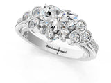 White gold Heart Cut Diamond Engagement Ring with Bezel Set Round Side Stones and Prong Setting_74