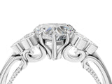 White gold Heart Cut Diamond Engagement Ring with Bezel Set Round Side Stones and Prong Setting_77