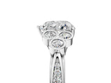 White gold Heart Cut Diamond Engagement Ring with Bezel Set Round Side Stones and Prong Setting_78