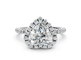 White gold Heart Cut Diamond Floral Halo Engagement Ring with Pavé Band and Prong Setting_56