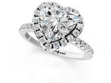 White gold Heart Cut Diamond Floral Halo Engagement Ring with Pavé Band and Prong Setting_57