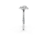 White gold Heart Cut Diamond Floral Halo Engagement Ring with Pavé Band and Prong Setting_58