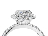 White gold Heart Cut Diamond Floral Halo Engagement Ring with Pavé Band and Prong Setting_60