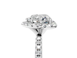 White gold Heart Cut Diamond Floral Halo Engagement Ring with Pavé Band and Prong Setting_61