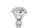 White gold Heart Cut Diamond Floral Halo Engagement Ring with Shared Prong Setting