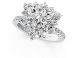 White gold Heart Cut Diamond Floral Halo Pave Band with Prong Setting_38