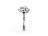 White gold Heart Cut Diamond Floral Halo Pave Band with Prong Setting_39