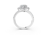 White gold Heart Cut Diamond Floral Halo Pave Band with Prong Setting_40