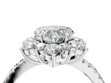 White gold Heart Cut Diamond Floral Halo Pave Band with Prong Setting_41