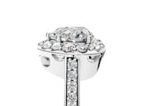 White gold Heart Cut Diamond Floral Halo Ring with Pavé Band and Prong Setting_15