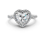 White gold Heart Cut Diamond Halo Engagement Ring with Pavé Band and Prong Setting_27