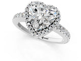 White gold Heart Cut Diamond Halo Engagement Ring with Pavé Band and Prong Setting_28