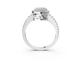 White gold Heart Cut Diamond Halo Engagement Ring with Pavé Band and Prong Setting_30