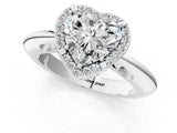 White gold Heart Cut Diamond Halo Engagement Ring with Split Shank and Four-Prong Setting_111