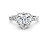White gold Heart Cut Diamond Halo Pave Band with Four-Prong Setting_3