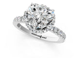 White gold Heart Cut Diamond Halo Pave Band with Four-Prong Setting_4