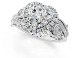 White gold Heart Cut Diamond Halo Ring with Milgrain Pavé Band and Four-Prong Setting_65
