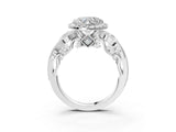 White gold Heart Cut Diamond Halo Ring with Milgrain Pavé Band and Four-Prong Setting_67