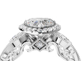 White gold Heart Cut Diamond Halo Ring with Milgrain Pavé Band and Four-Prong Setting_68